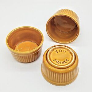 Set of 3 SDV France Golden Yellow Ceramic Ramekins